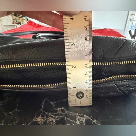 Tory Burch Black Pebbled Leather Expandable Tote - Picture 9 of 12